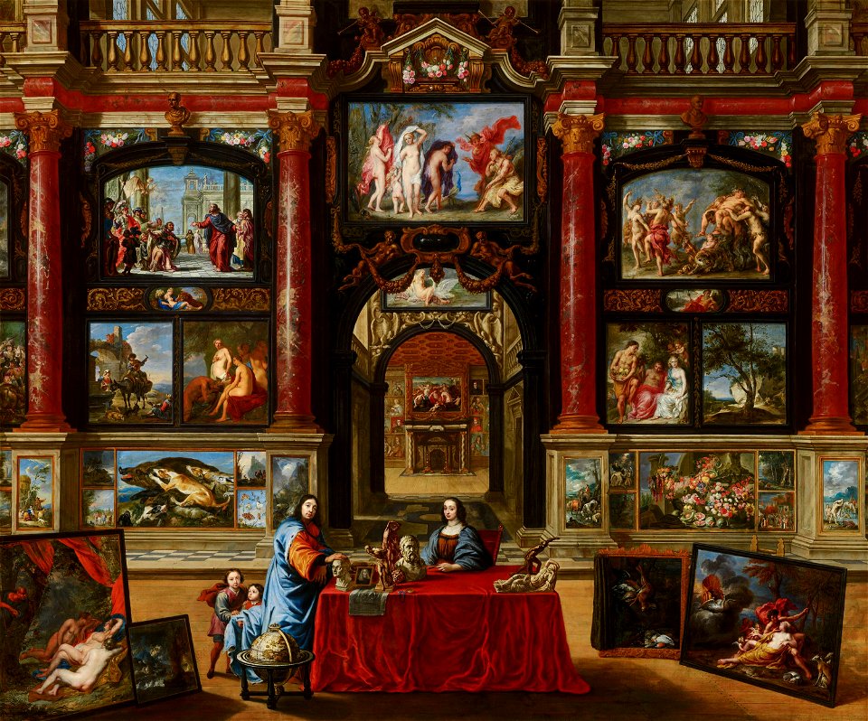 Coques, Gonzales - Interior with figures before a picture collection