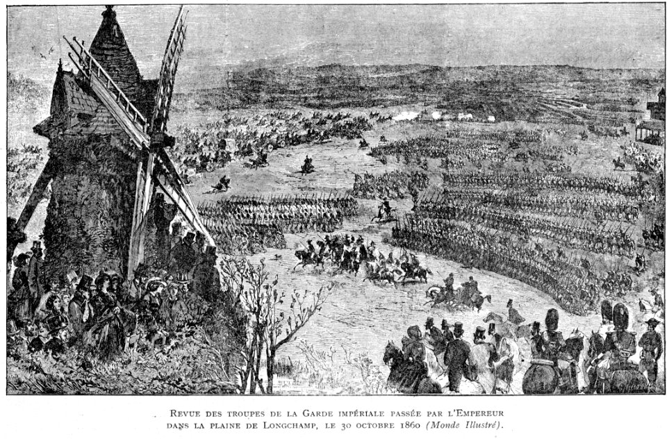 Corbel035 Revue des troupes de la Garde Impériale passée par l'Empereur dans la Plaine de Longchamp, le 30 octobre 1860
