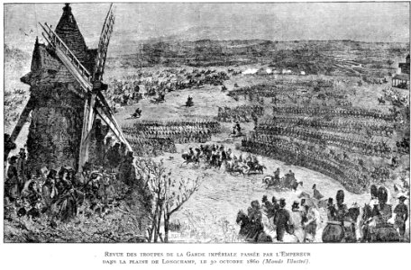 Corbel035 Revue des troupes de la Garde Impériale passée par l'Empereur dans la Plaine de Longchamp, le 30 octobre 1860