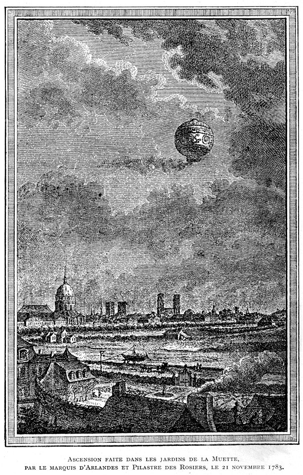 Corbel019 Ascension faite dans les jardins de la Muette, par le marquis d'Arlandes et Pilastre des Rosiers, le 21 novembre 1783