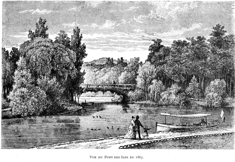 Corbel026 Vue du Pont des Îles en 1867 (Bois de Boulogne)