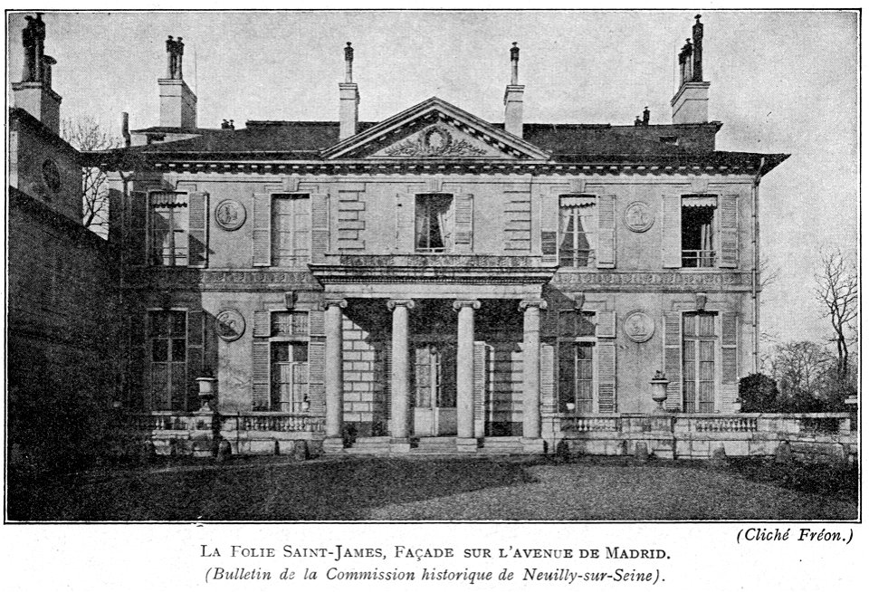 Corbel016 La Folie Saint-James, façade sur l'Avenue de Madrid (Bulletin de la Commission Historique de Neuilly-sur-Seine)