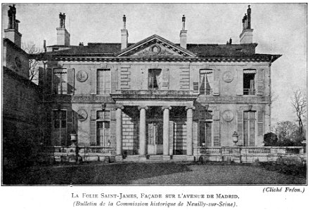 Corbel016 La Folie Saint-James, façade sur l'Avenue de Madrid (Bulletin de la Commission Historique de Neuilly-sur-Seine)