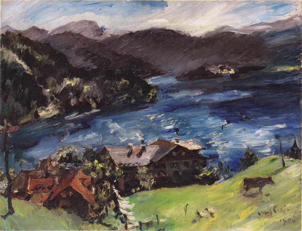 Corinth - Walchensee, Landschaft mit Kuh - 1921
