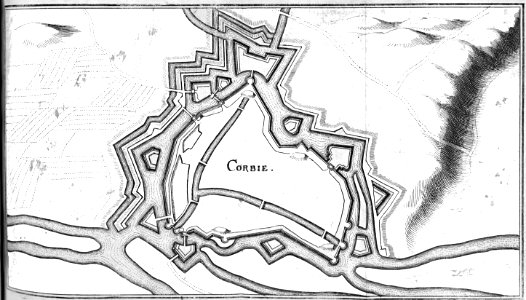 Corbie ville fortifiée 1656 Zeiller 14368