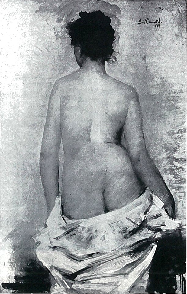 Lovis Corinth BC 54 Weiblicher Rückenakt sw