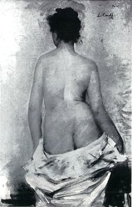 Lovis Corinth BC 54 Weiblicher Rückenakt sw