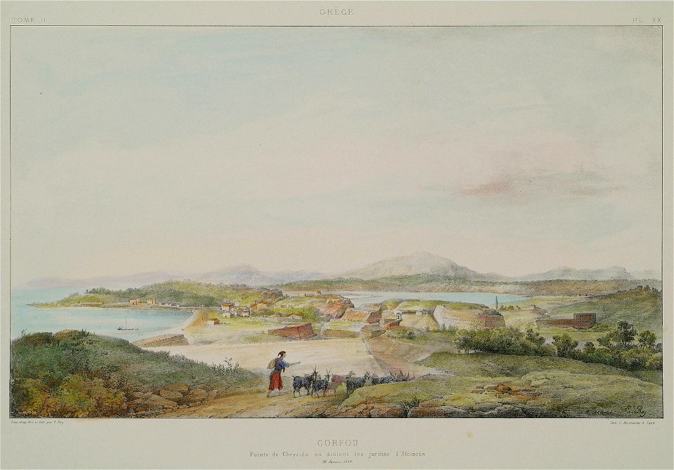 Corfou Pointe de Chrysida, où étaient les jardins d'Alcinoüs - Rey Etienne - 1867