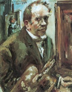 Lovis Corinth Selbstporträt mit Palette 1924. Free illustration for personal and commercial use.