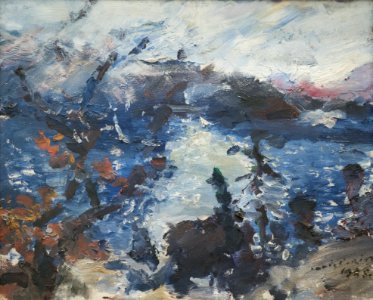 Corinth - Walchensee mit Bergkette in den Wolken PA291344