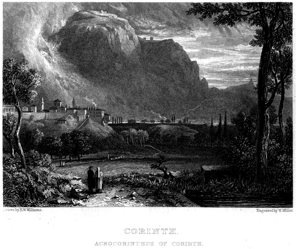 Corinth. Apocorinthus of Corinth engraving by William Miller after H W Williams