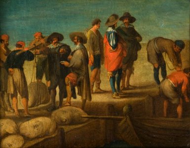 Cornelis de Wael - Harbour Scene. Free illustration for personal and commercial use.