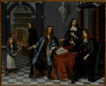 Cornelis de Man - Collective portrait at the apothecary’s in Delft, “In the mirror” - M.Ob.22 MNW - National Museum in Warsaw