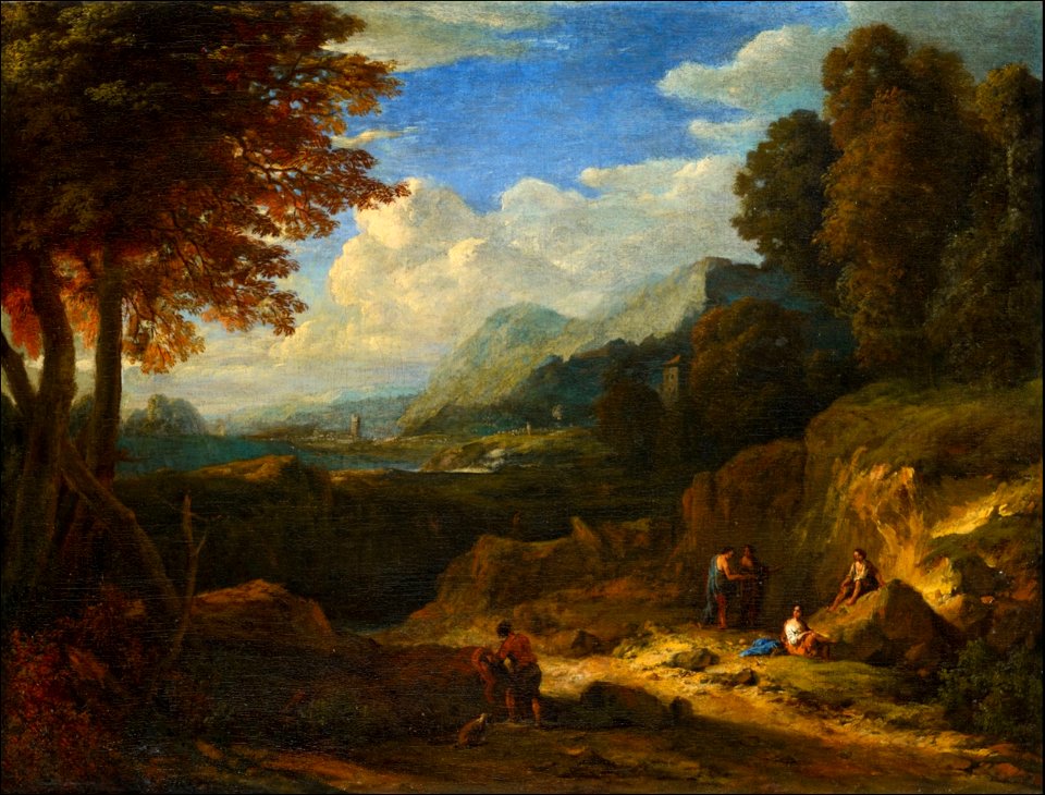 Cornelis Huysmans (attr) - Mountainous landscape with figures2