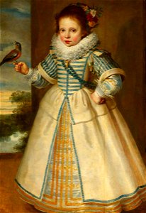 Cornelis de Vos (c.1584-1651) (attributed to) - Portrait of a Young Girl Holding a Bullfinch - 766119 - National Trust. Free illustration for personal and commercial use.