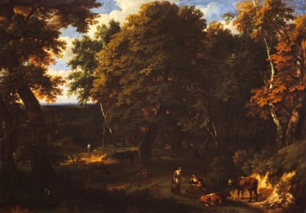 Cornelis Huysmans - Landscape with Cattle and Figures