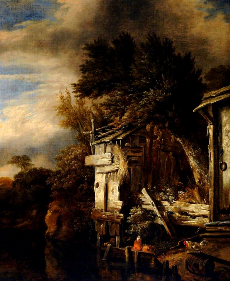 Cornelis Gerritsz. Decker (before 1623-1678) - A Wooded River Landscape with Poultry by a Hut - 959462 - National Trust