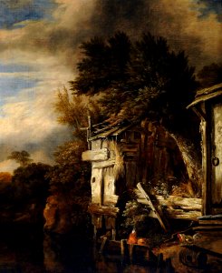 Cornelis Gerritsz. Decker (before 1623-1678) - A Wooded River Landscape with Poultry by a Hut - 959462 - National Trust