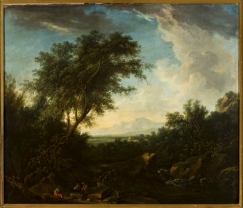 Cornelis Huysmans - Landscape - M.Ob.1692 MNW - National Museum in Warsaw. Free illustration for personal and commercial use.