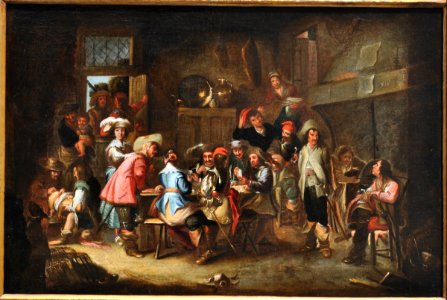 Cornelis de Wael - A tavern scene with soldiers playing cards