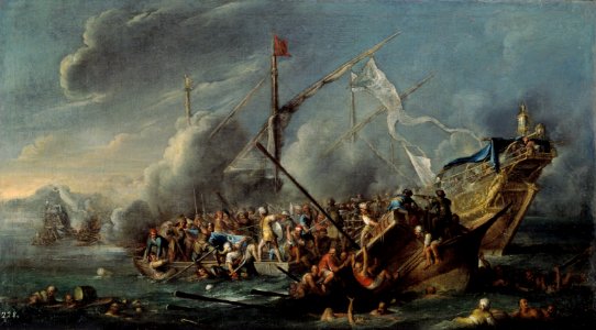 Cornelis de wael-combate naval entre españoles y turcos-prado