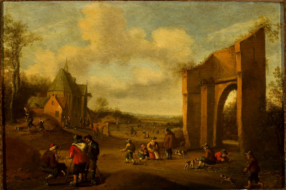 Cornelis Droochsloot - Countryside landscape with peasants - M.Ob.1671 MNW - National Museum in Warsaw
