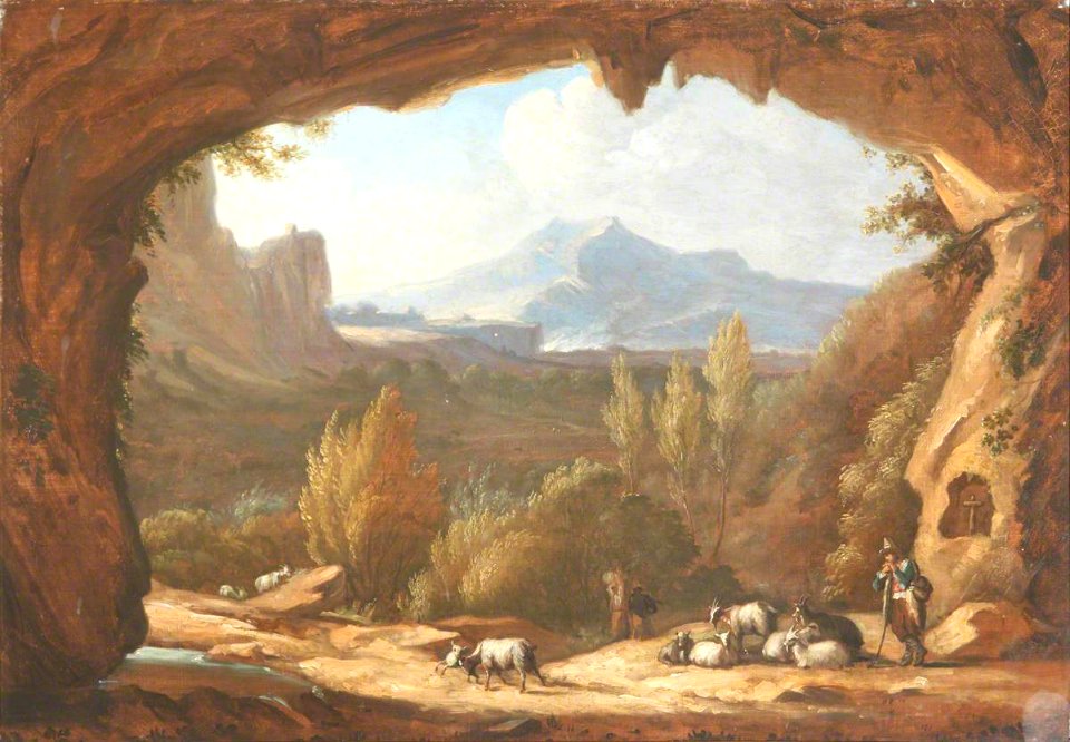Cornelis Kuipers (1739-1802) - Landscape with Cattle Seen through a Rocky Archway - 1548020 - National Trust
