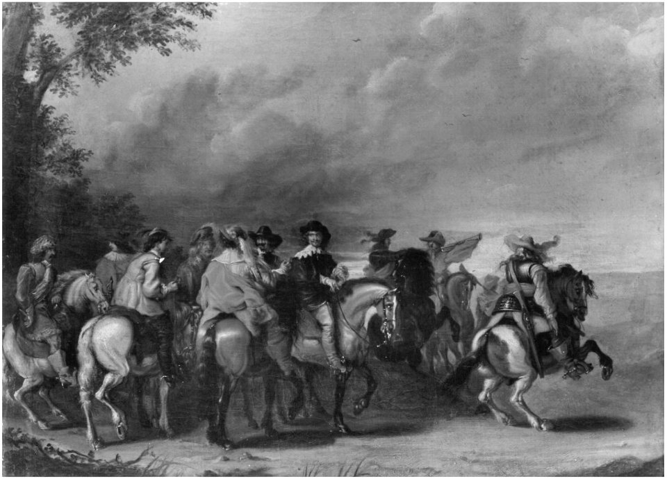 Cornelis de Wael - Group of horse riders during a briefing
