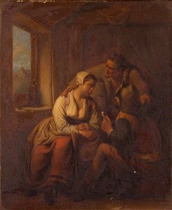Cornelis Pietersz. Bega (1631-1632-1664) (after) - Three Peasants Conversing near a Window - 836227 - National Trust