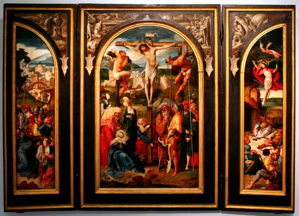 Cornelis Engebrechtsz - Triptych with the Crucifixion
