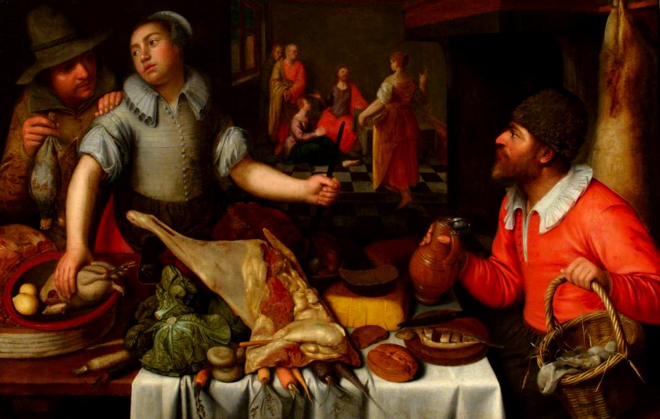 Cornelis Engelsz. (1574-1575-1650) - Kitchen Interior, with Christ in the House of Mary and Martha - 138287 - National Trust