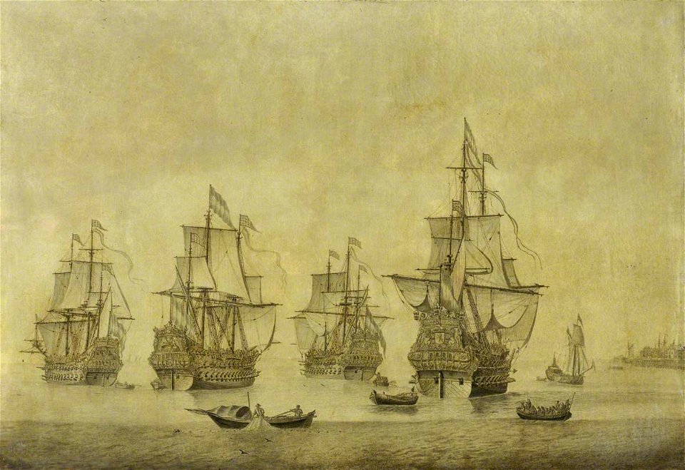 Cornelis Pieterse Mooij (c.1635-1645-1693) - The 'Eendracht' with the 'Zeven Provincien' and Other Dutch Men-of-War - BHC0870 - Royal Museums Greenwich