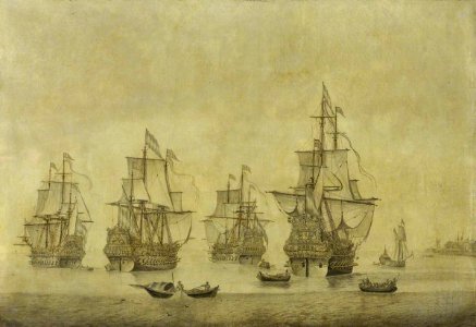 Cornelis Pieterse Mooij (c.1635-1645-1693) - The 'Eendracht' with the 'Zeven Provincien' and Other Dutch Men-of-War - BHC0870 - Royal Museums Greenwich
