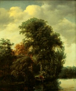 Cornelis Gerritsz. Decker - Bomen met boerenwoning aan het water - 1732 (OK) - Museum Boijmans Van Beuningen. Free illustration for personal and commercial use.