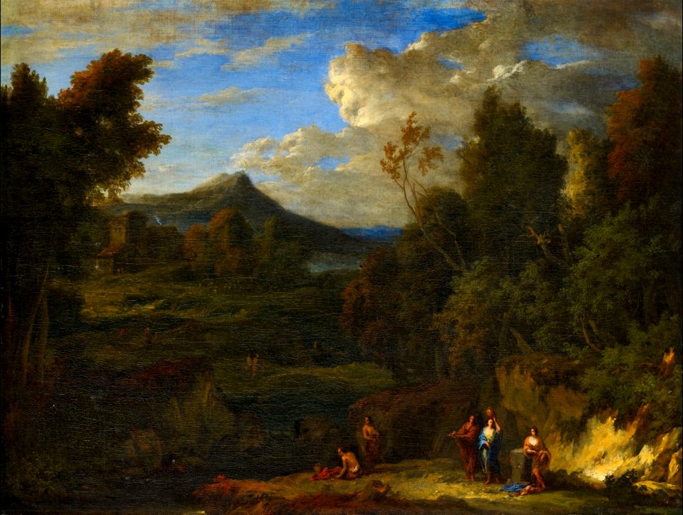 Cornelis Huysmans (attr) - Mountainous landscape with figures1