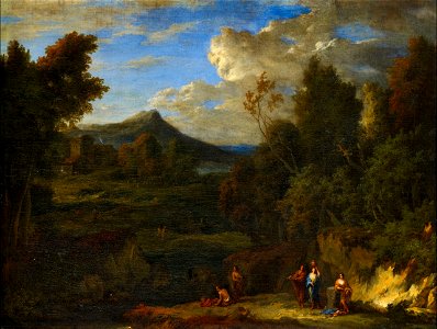 Cornelis Huysmans (attr) - Mountainous landscape with figures1