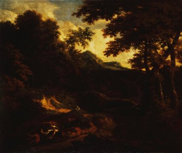 Cornelis Huysmans - Forest Landscape with Figures by the Road