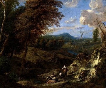 Cornelis Huysmans - Wooded Hilly Landscape - WGA11816. Free illustration for personal and commercial use.