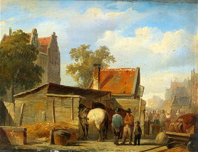 Cornelis Springer - Talking Shop at the Market