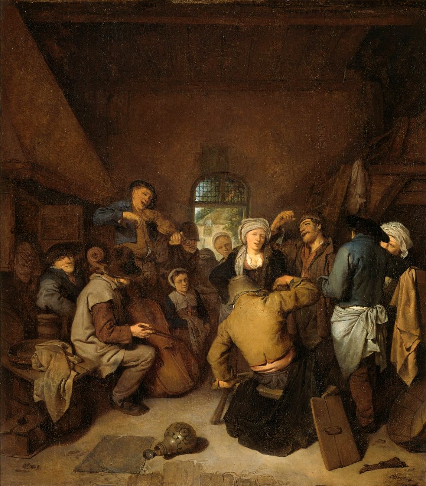 Cornelis Pietersz. Bega Peasants making music and dancing