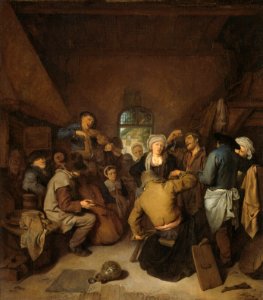 Cornelis Pietersz. Bega Peasants making music and dancing