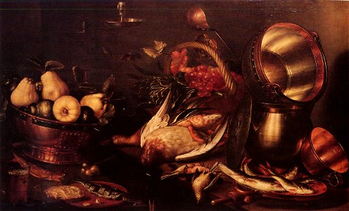 Cornelis Jacobsz Delff - Kitchen Still-Life. Free illustration for personal and commercial use.
