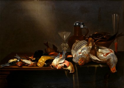 Cornelis Mahu - Still Life with Game Birds. Free illustration for personal and commercial use.