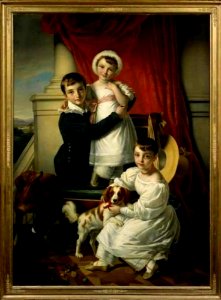 Cornelis Kruseman - Portret van Otto d'Aumale van Romondt (1822-1883), Suzanna Cornelia Frederika van Romondt (1825-1899) en Wilhelmina Anna van Romondt (1827-1892) - 10864 - Centraal Museum