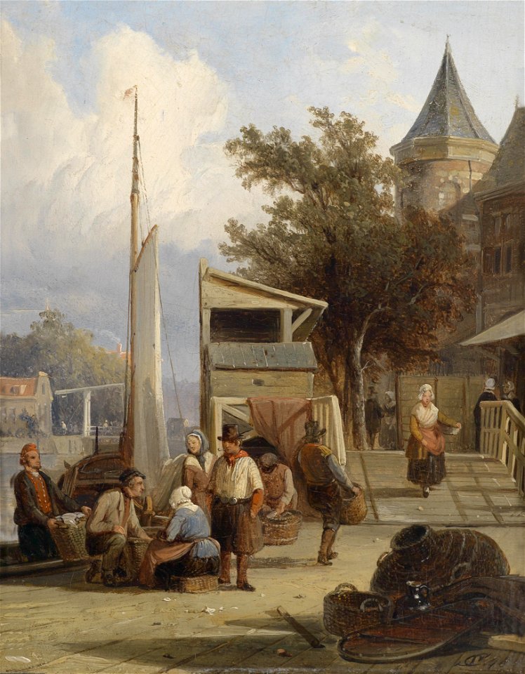 Cornelis Springer Fischerleute am Pier
