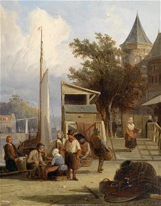 Cornelis Springer Fischerleute am Pier