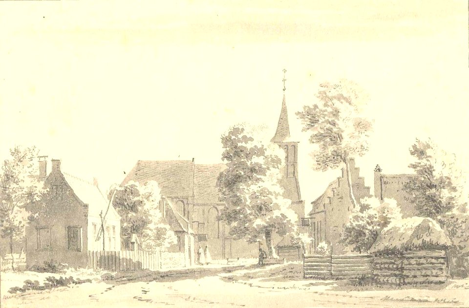 Cornelis Pronk 1732 Gewassen Pentekening Sint-Lambertuskerk Kerk-Avezaath