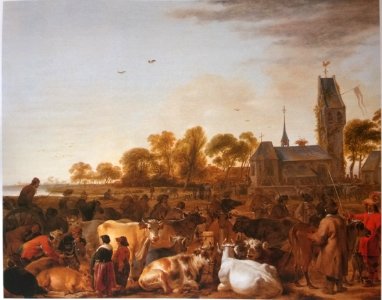 Cornelis Saftleven - Cattle Market near a Church