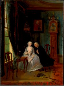 Cornelis Troost - 'De wanhebbelijke liefde', misschien de scène van de weduwnaar Joost bij Lucia, 2de toneel uit het gelijknamige stuk van C J van der Lijn - BR2098 - Rijksmuseum Twenthe