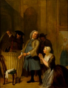 Cornelis Troost - De ontdekte schijndeugd, de ontdekking van Volkert in de mand - 4644 - Rijksmuseum Twenthe